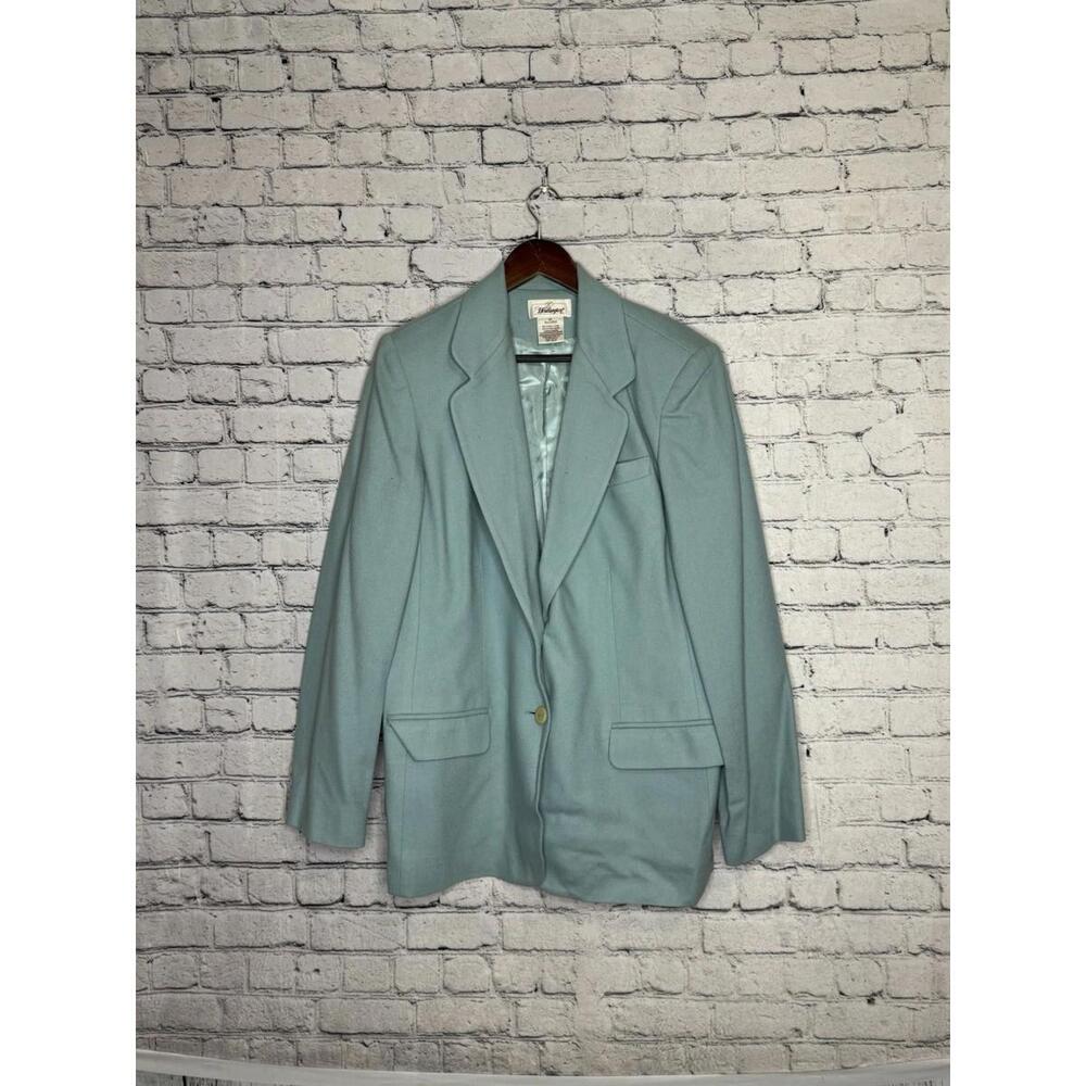 Worthington Vintage women's Blazer aquamarine two button front size 12T